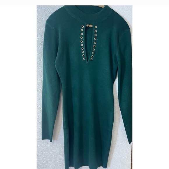 NWT Green Bodycon Sweater Dress - Picture 2 of 5